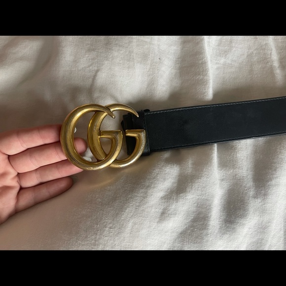 Wide leather belt with Double G buckle main image 7